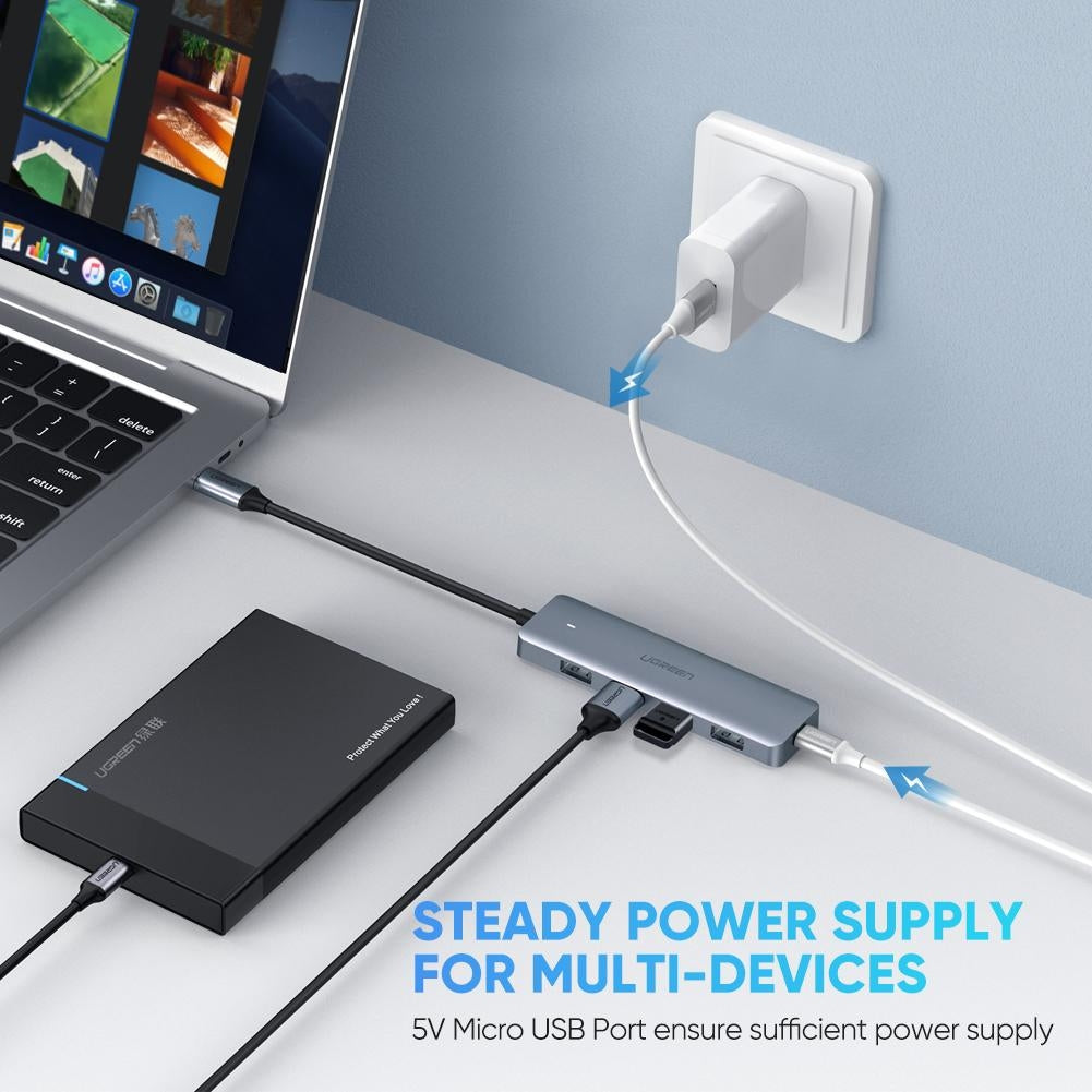 UGREEN 4-Port USB3.0 Hub with Micro USB Power Supply 70336 V28-ACBUGN70336