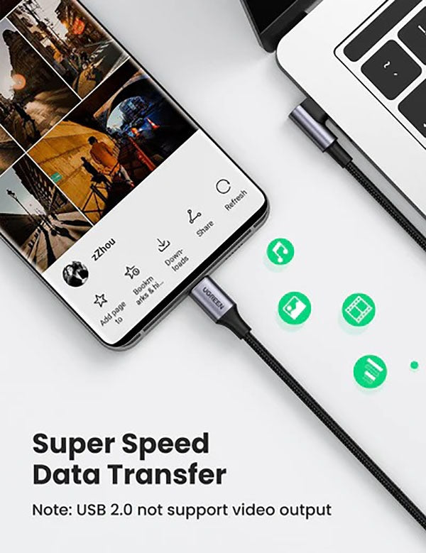 UGREEN 70645 USB-C to Angle USB-C Cable 2M V28-ACBUGN70645