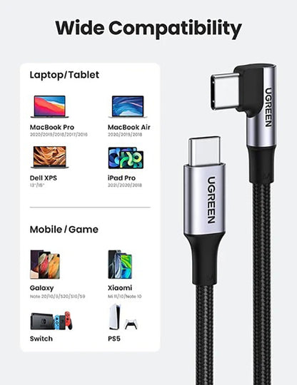 UGREEN 70645 USB-C to Angle USB-C Cable 2M V28-ACBUGN70645