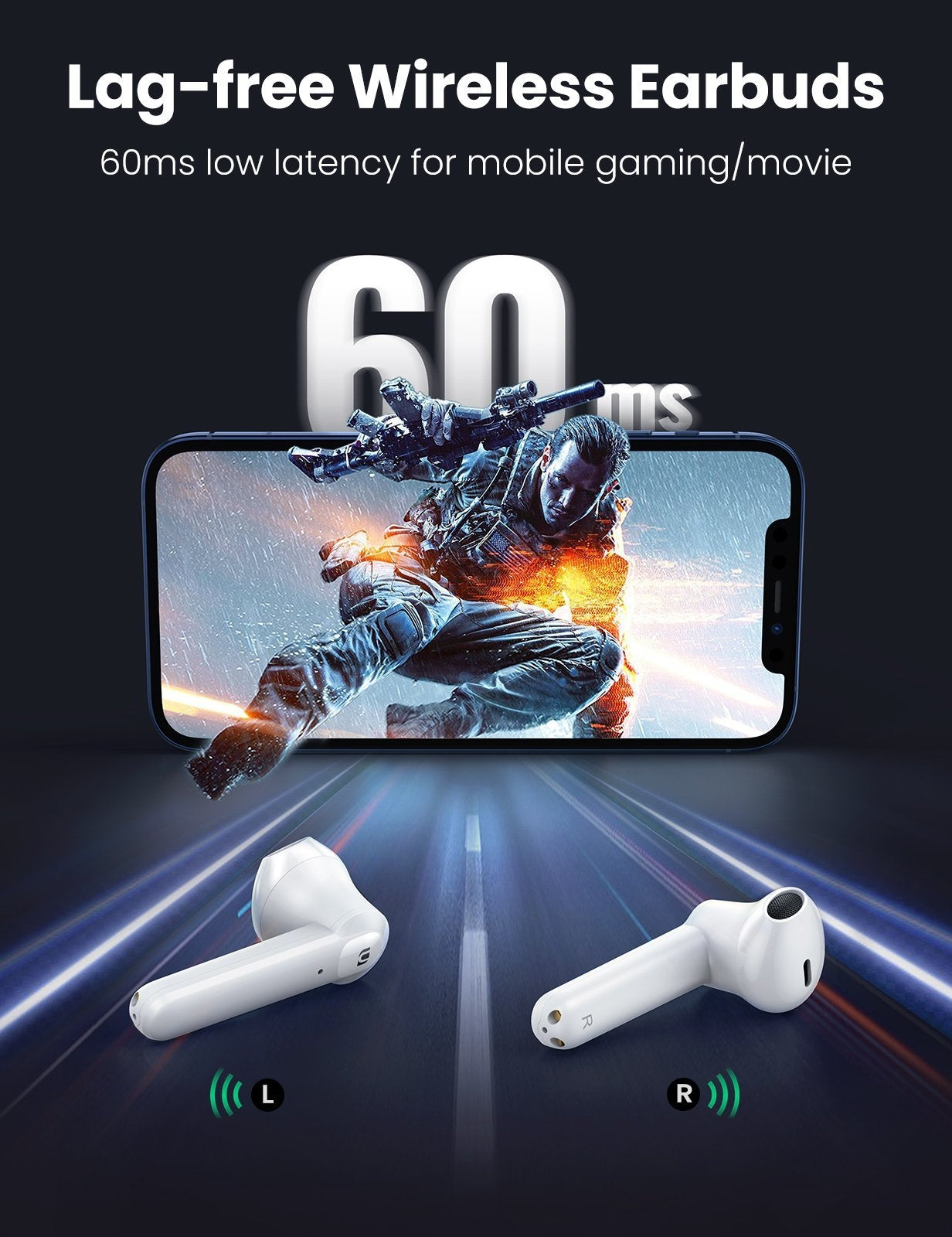 UGREEN 80652 T2 Wireless Earbuds White V28-ACBUGN80652