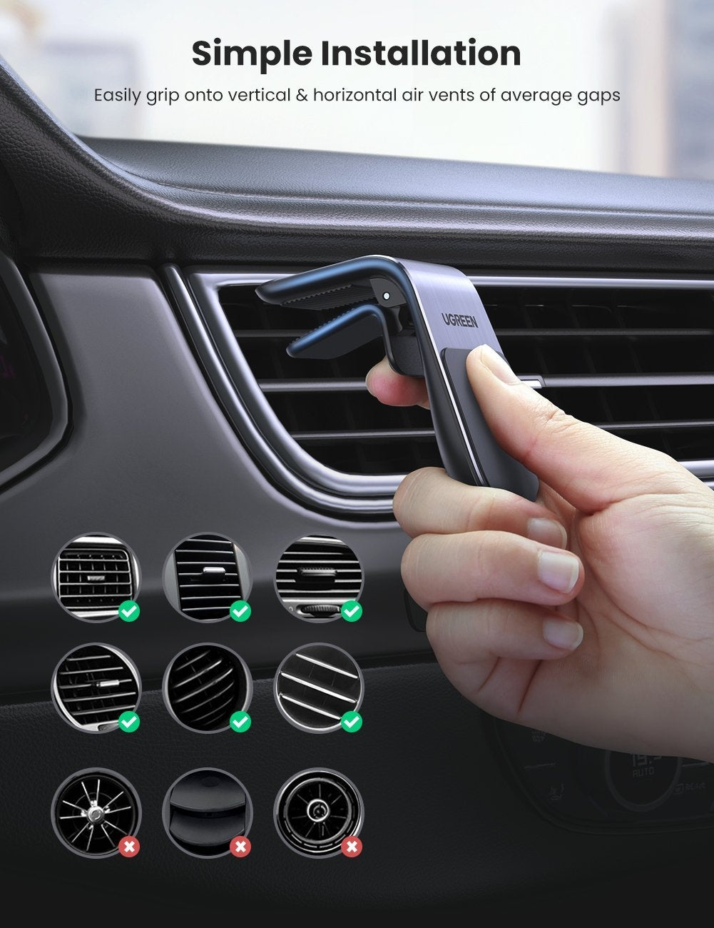 UGREEN 80712 Magnetic Air Vent Car Holder V28-ACBUGN80712