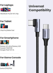 UGREEN 80714 USB-C 2.0 to Angle USB-C Cable Black 3M V28-ACBUGN80714