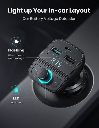 UGREEN 80910 Car Bluetooth 5.0 FM Transmitter V28-ACBUGN80910