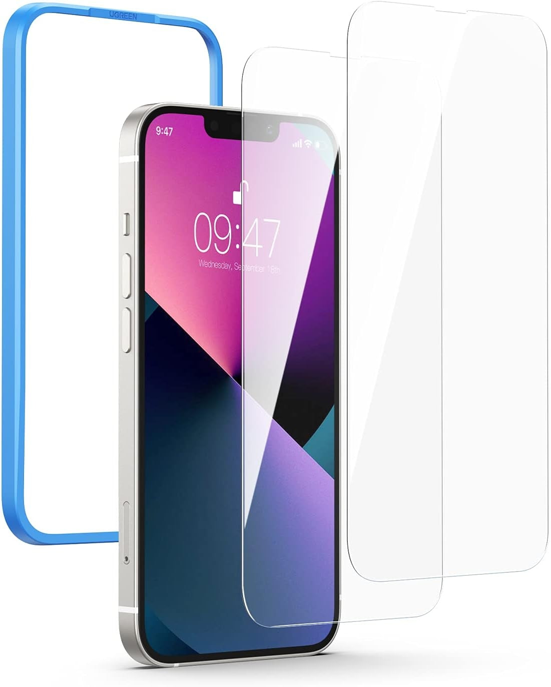 UGREEN 80969 Full Coverage HD Tempered Glass Screen Protector with Precise-Align Applicator for iPhone 13 Pro V28-ACBUGN80969