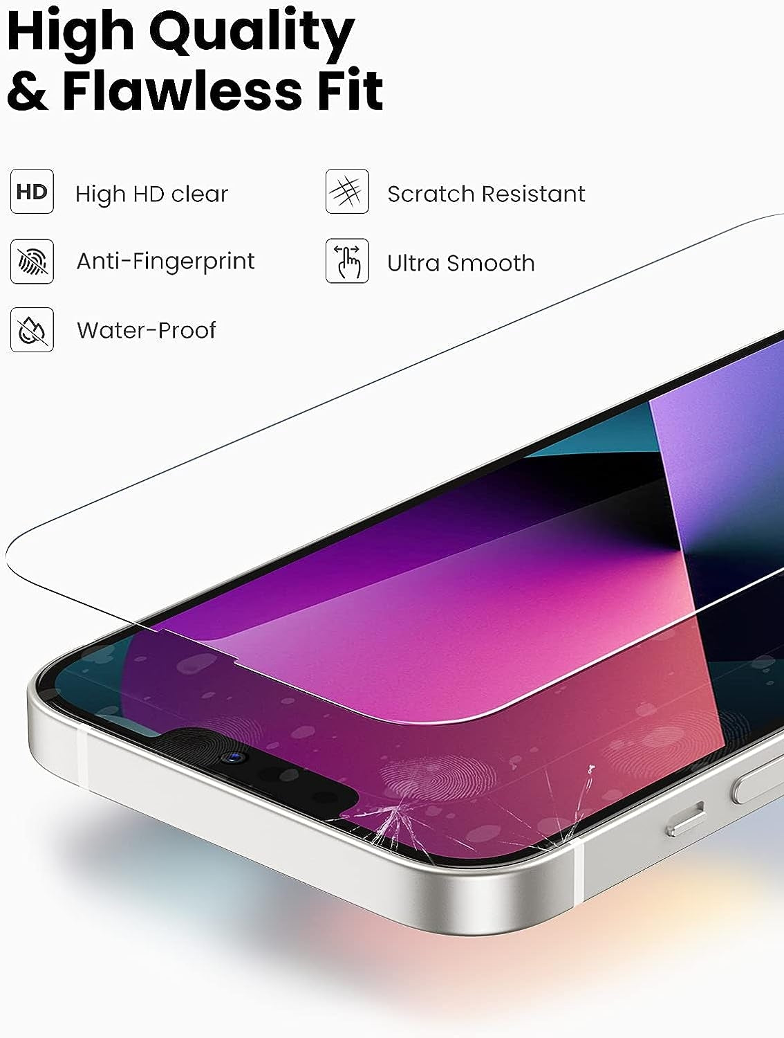 UGREEN 80969 Full Coverage HD Tempered Glass Screen Protector with Precise-Align Applicator for iPhone 13 Pro V28-ACBUGN80969