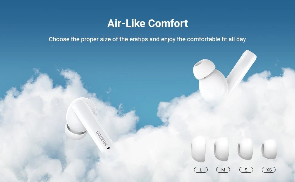 UGREEN 90206 HiTune T3 Active Noise-Cancelling Wireless Earbuds (White) V28-ACBUGN90206
