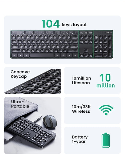 UGREEN 90250 104-Key layout 2.4G Wireless Keyboard V28-ACBUGN90250
