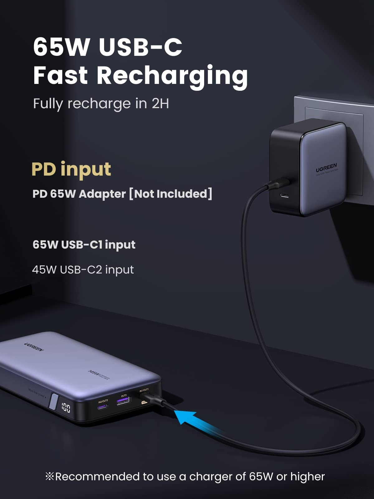 UGREEN 90597A 145W 25000mAh Power Bank for Laptop V28-ACBUGN90597