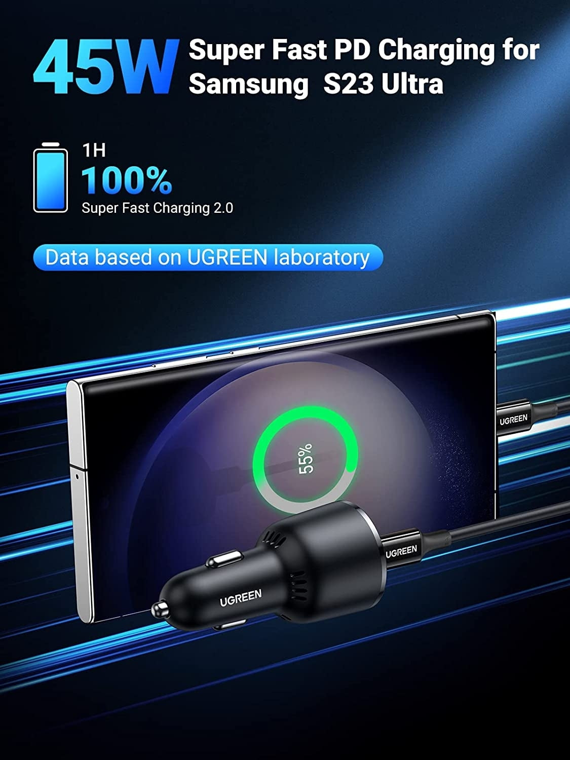 UGREEN 90645 63W USB-C Car Charger V28-ACBUGN90645