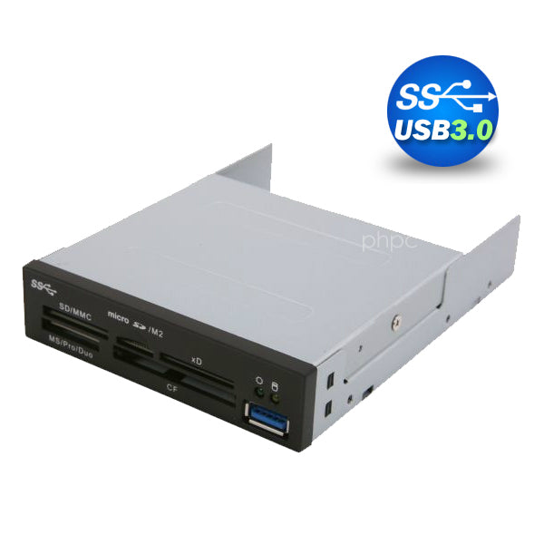 3.5" USB 3.0 All in One Internal Card Reader Full Long Metal with Front USB Black V28-ACREZC1100U3IN