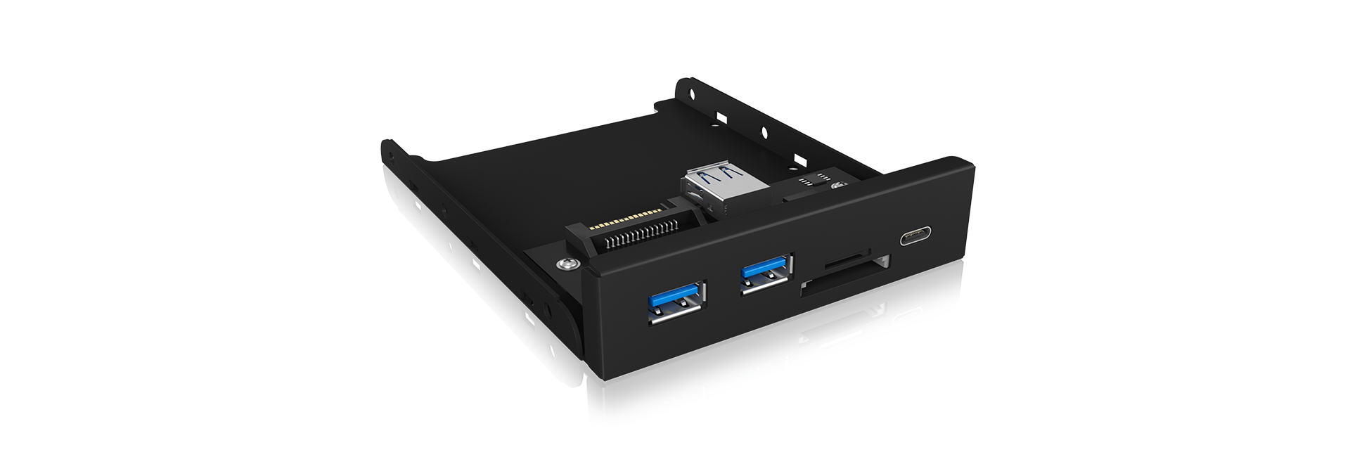ICY BOX IB-HUB1417-i3 Frontpanel with USB 3.0 Type-C and Type-A hub with card reader V28-ACRICYHUB1417I3