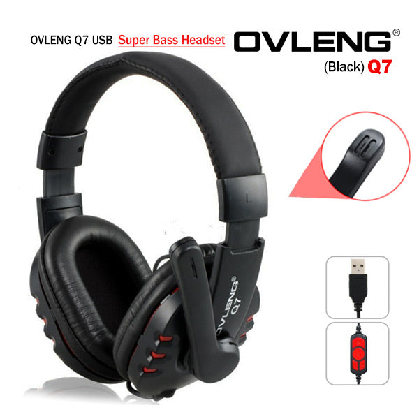 OVLENG Q7 USB Computer Headphones with Mic and Volume Control V28-AHSOVLQ7MVBLAK