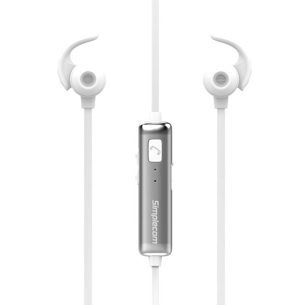 Simplecom BH310 Metal In-Ear Sports Bluetooth Stereo Headphones White V28-BH310-WH