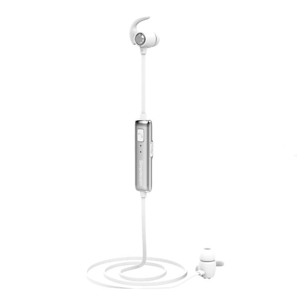 Simplecom BH310 Metal In-Ear Sports Bluetooth Stereo Headphones White V28-BH310-WH