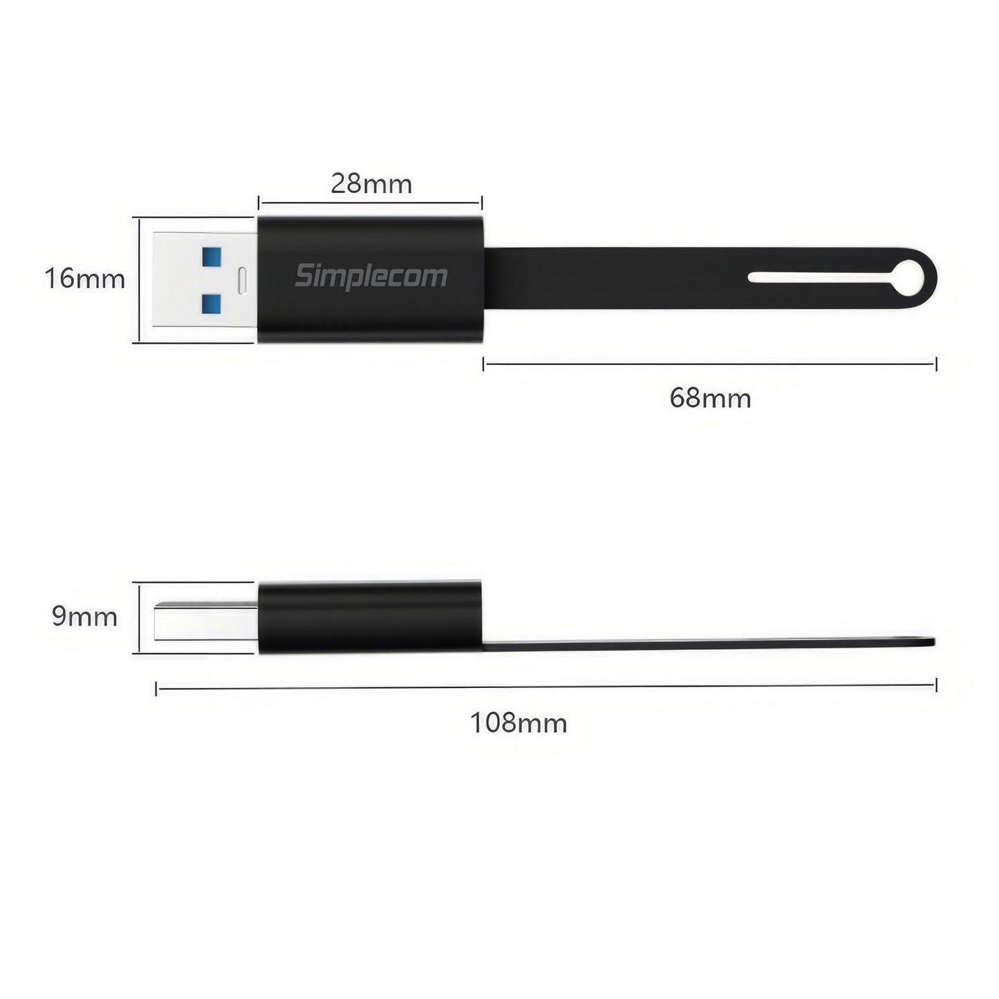 Simplecom CA132 USB-A Male to USB-C Female Adapter USB 3.2 Gen 2 Data & Charging Double-Side 10Gbps V28-CA132
