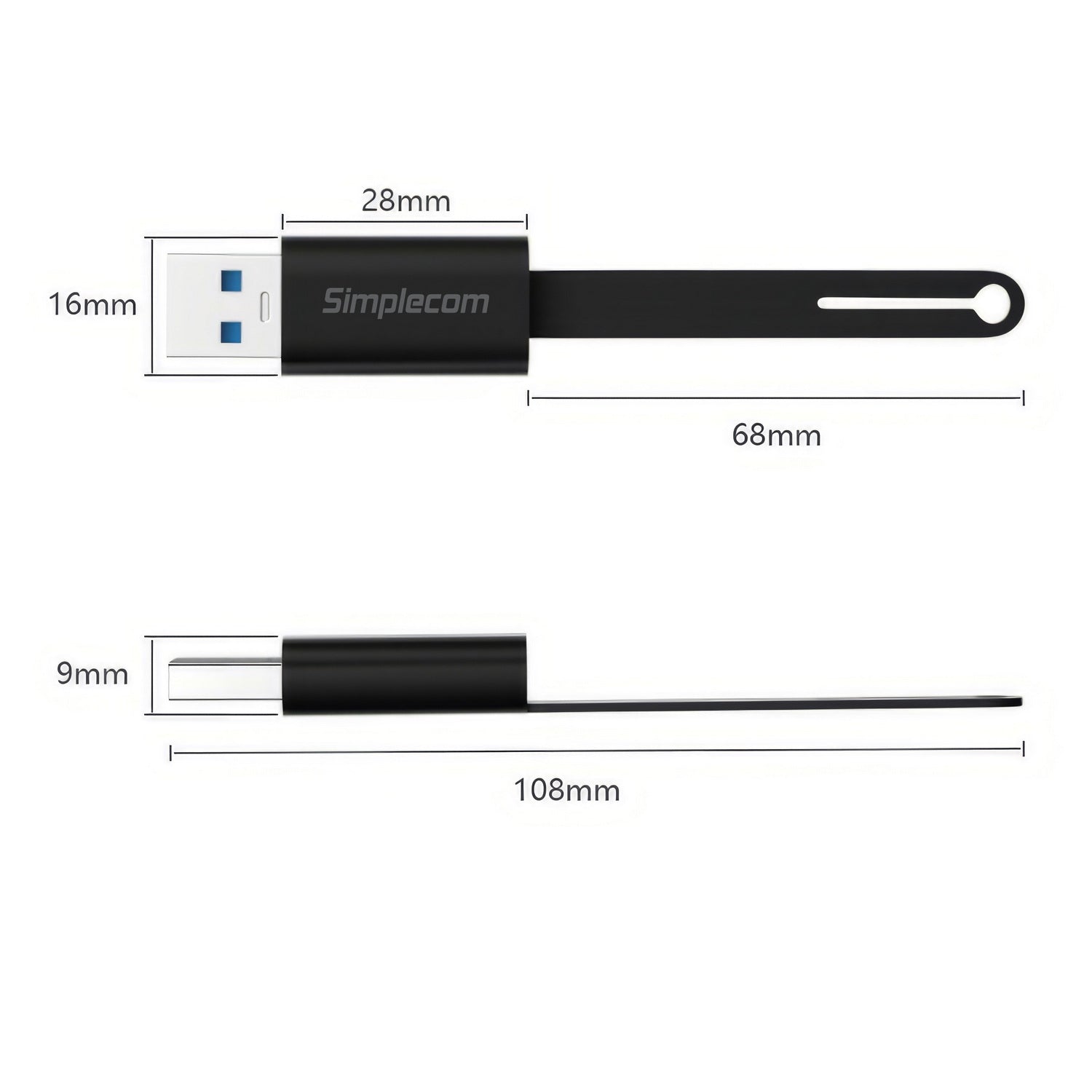 Simplecom CA132 USB-A Male to USB-C Female Adapter USB 3.2 Gen 2 Data & Charging Double-Side 10Gbps V28-CA132