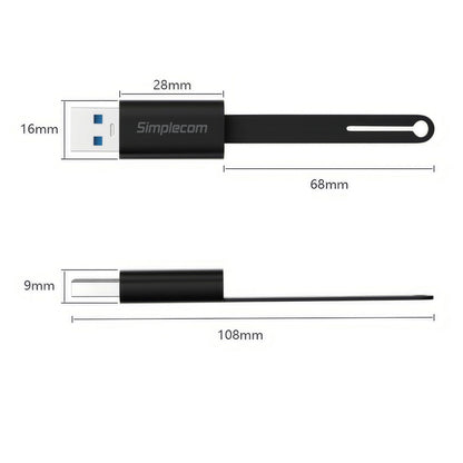 Simplecom CA132 USB-A Male to USB-C Female Adapter USB 3.2 Gen 2 Data & Charging Double-Side 10Gbps V28-CA132