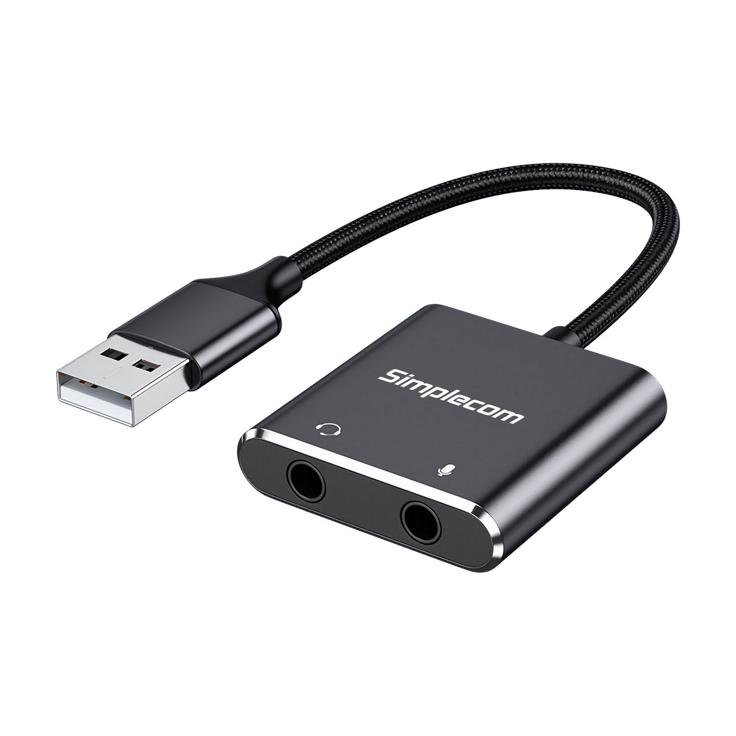 Simplecom CA152 USB to 3.5mm Audio and Microphone Sound Card Adapter for TRS or TRRS Headset with Mic V28-CA152