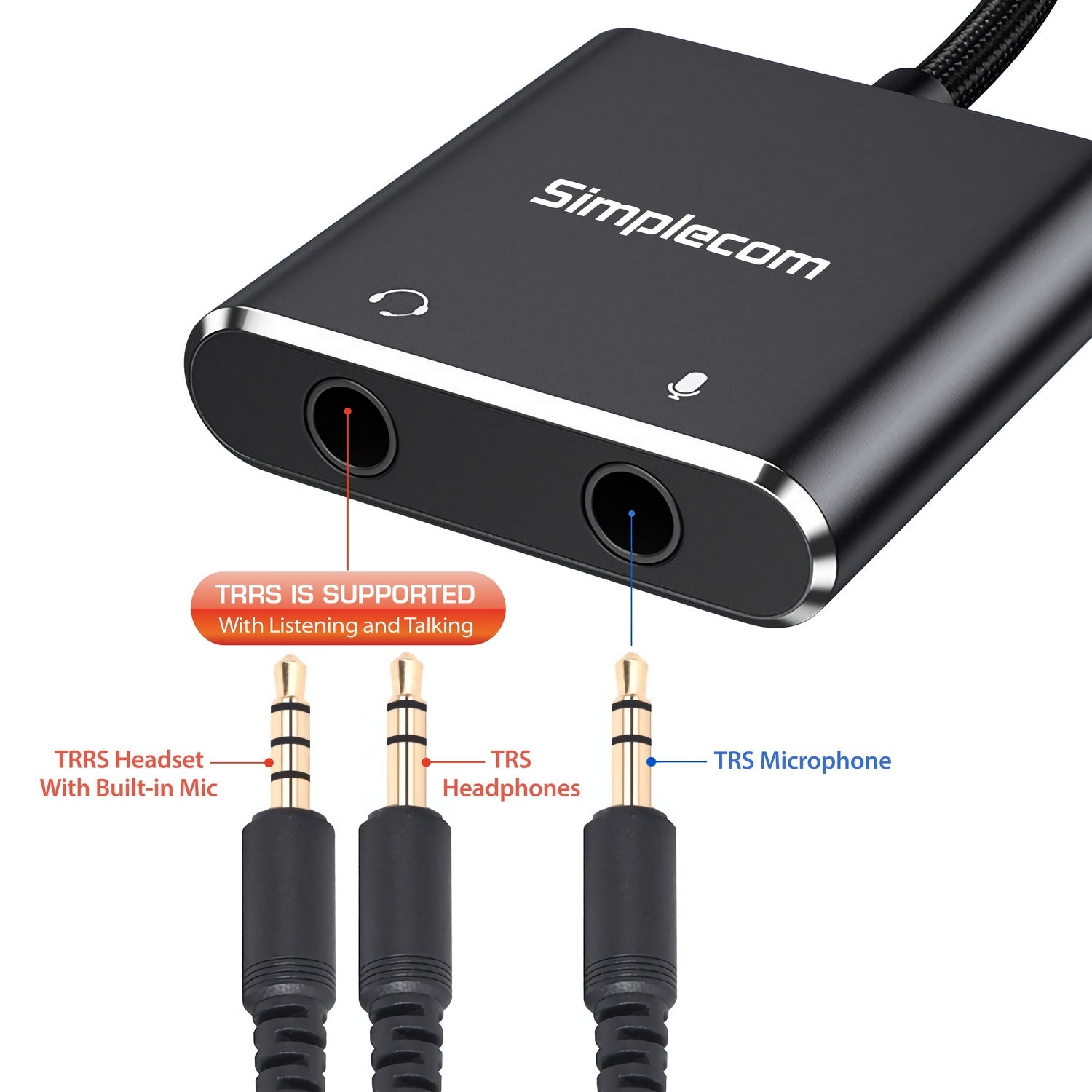 Simplecom CA152 USB to 3.5mm Audio and Microphone Sound Card Adapter for TRS or TRRS Headset with Mic V28-CA152