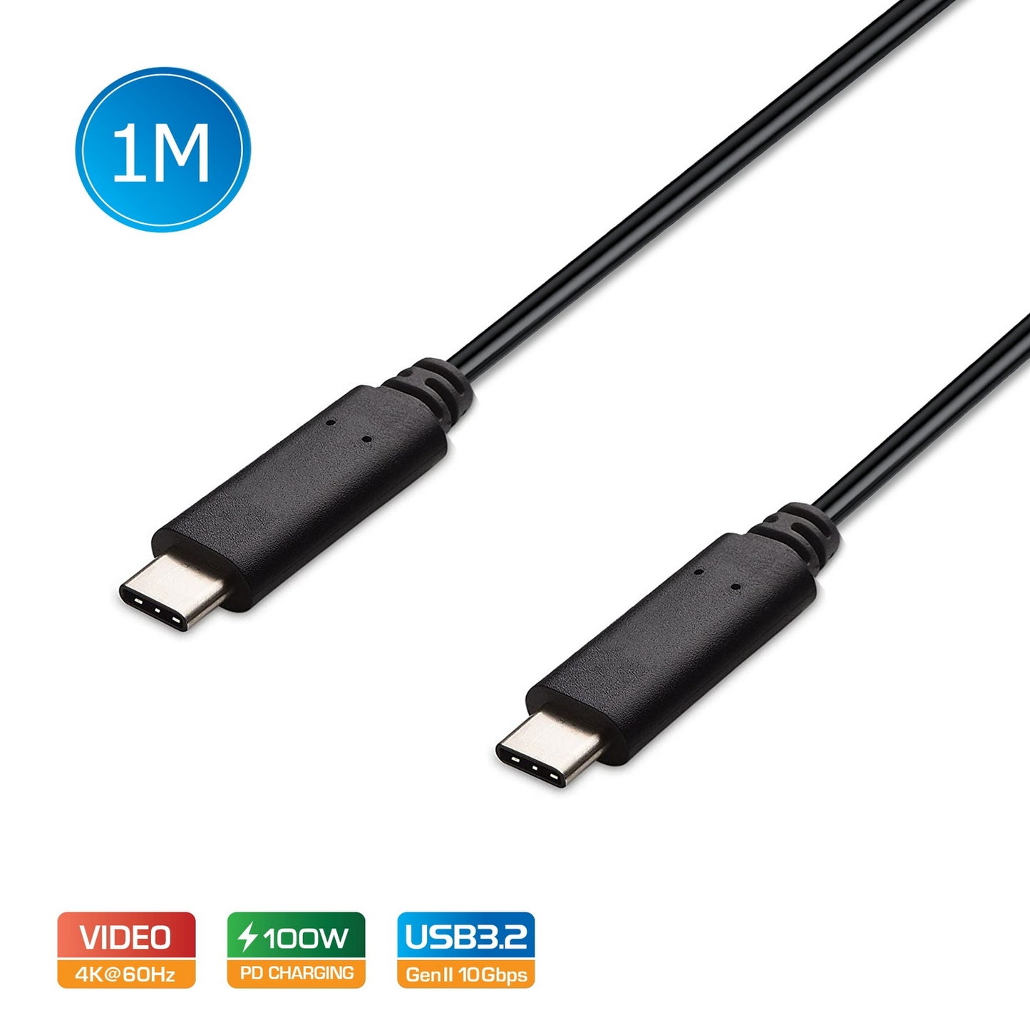 Simplecom CA512 USB-C to USB-C Cable USB 3.2 Gen2 10Gbps 5A 100W PD 4K@60Hz 1M V28-CA512