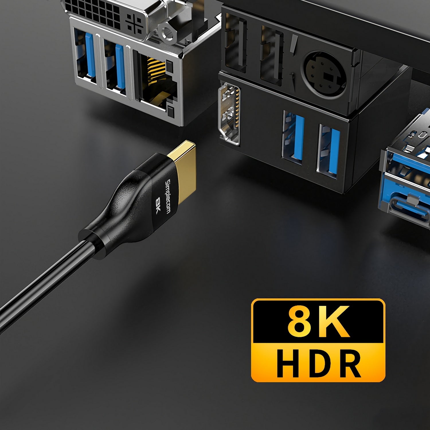 Simplecom CAH510 Ultra High Speed HDMI 2.1 Cable 48Gbps 8K@60Hz Slim Flexible 1M V28-CAH510