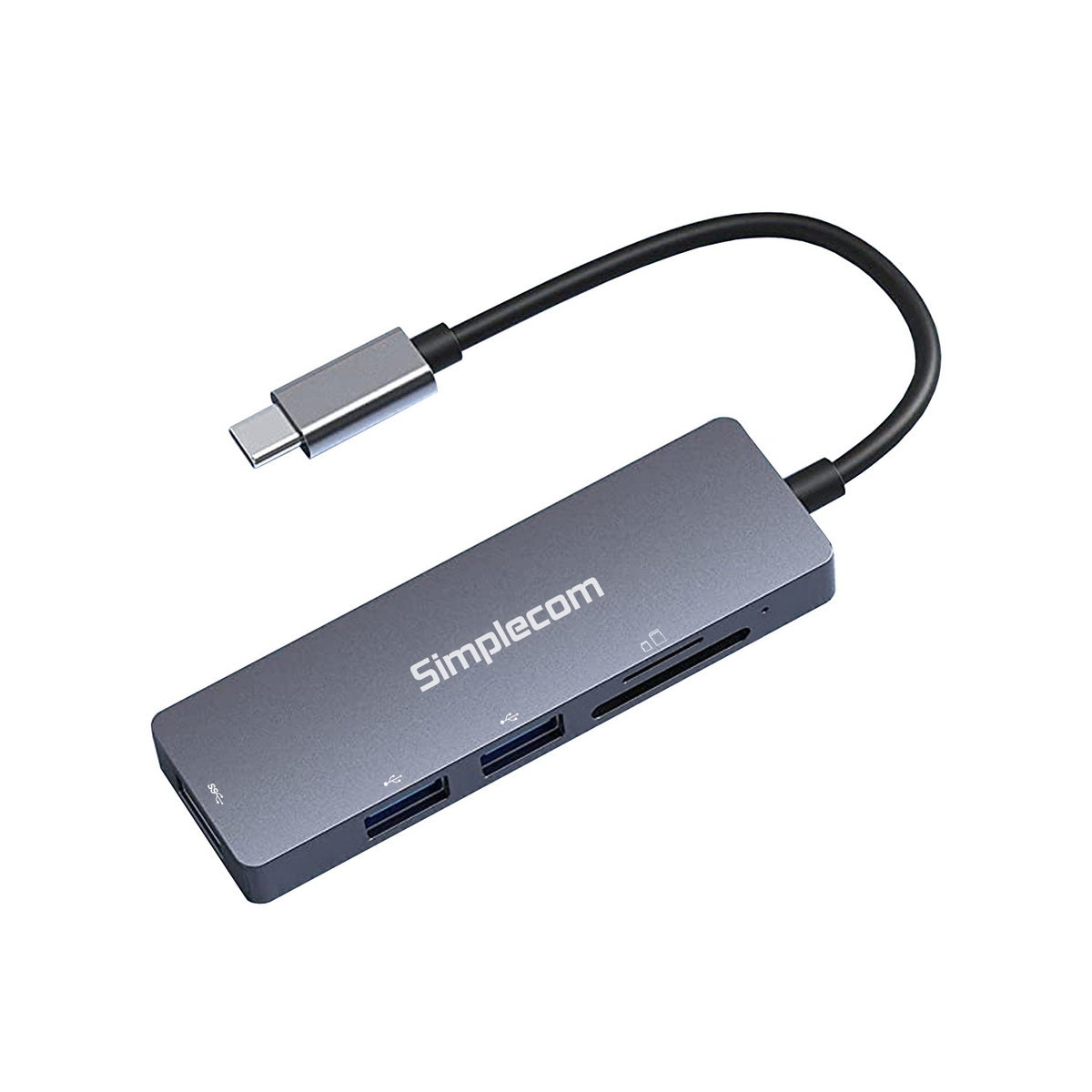 Simplecom CH255 USB-C 5-in-1 Multiport Adapter 3-Port USB-A Hub with SD MicroSD Card Reader V28-CH255