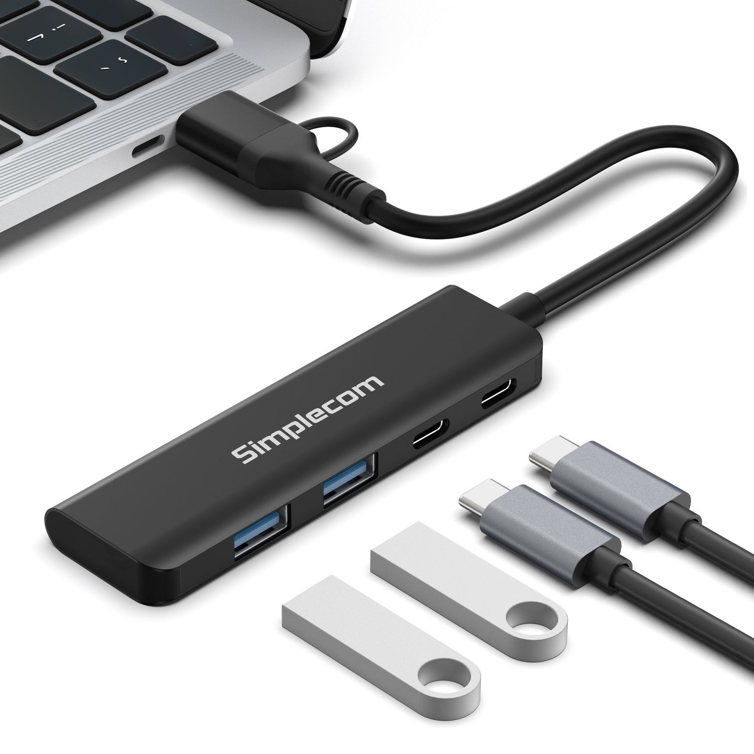 Simplecom CH385 SuperSpeed USB-A and USB-C 4-Port Combo Hub USB 3.2 Gen 1 (2x USB-A and 2x USB-C Ports) V28-CH385