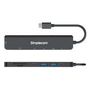 Simplecom CH547 USB-C 7-in-1 Multiport Adapter USB Hub HDMI Card Reader PD V28-CH547