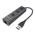 Simplecom CHN410 Aluminium 3 Port USB 3.0 HUB with Gigabit Ethernet Adapter 1000Mbps Black V28-CHN410-BK