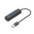 Simplecom CHN420 Aluminium 3 Port SuperSpeed USB HUB with Gigabit Ethernet Adapter Black V28-CHN420-BK