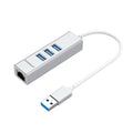 Simplecom CHN420 Aluminium 3 Port SuperSpeed USB HUB with Gigabit Ethernet Adapter Silver V28-CHN420-SL