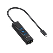 Simplecom CHN421 Aluminium USB-C to 3 Port USB HUB with Gigabit Ethernet Adapter Black V28-CHN421-BK