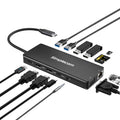 Simplecom CHN613 USB-C 13-in-1 Multiport Docking Station Dual HDMI + VGA Triple Display USB 3.2 Gen 2 10Gbps V28-CHN613