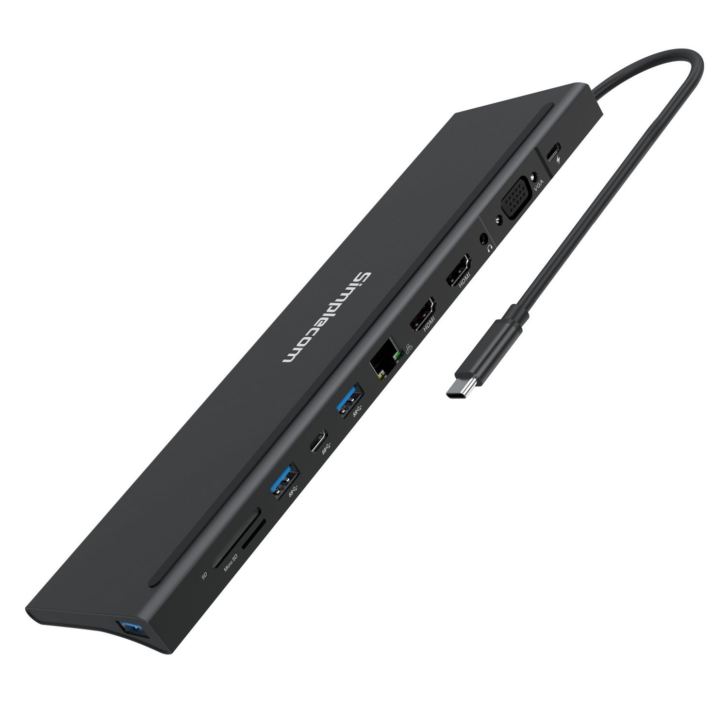 Simplecom CHN622 USB-C 12-in-1 Multiport Docking Station Laptop Stand Dual HDMI + VGA Triple Display Gigabit V28-CHN622