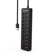 Simplecom CHU810 48W 10-Port USB 3.0 Hub and Charger with Individual Switches 12V/4A Power Adapter BC1.2 Fast V28-CHU810
