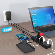 Simplecom CHU810 48W 10-Port USB 3.0 Hub and Charger with Individual Switches 12V/4A Power Adapter BC1.2 Fast V28-CHU810