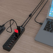 Simplecom CHU810 48W 10-Port USB 3.0 Hub and Charger with Individual Switches 12V/4A Power Adapter BC1.2 Fast V28-CHU810