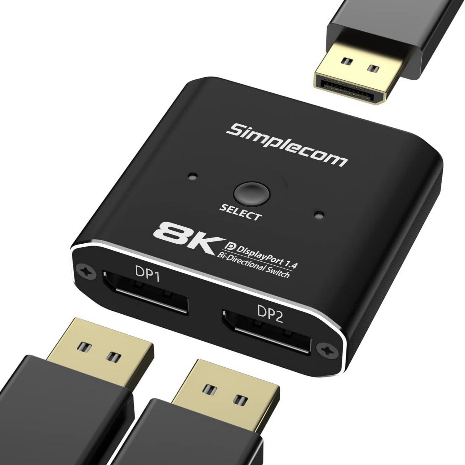 Simplecom CM202 Bi-Directional 2 Way DisplayPort Switch Selector DP 1.4 8K V28-CM202