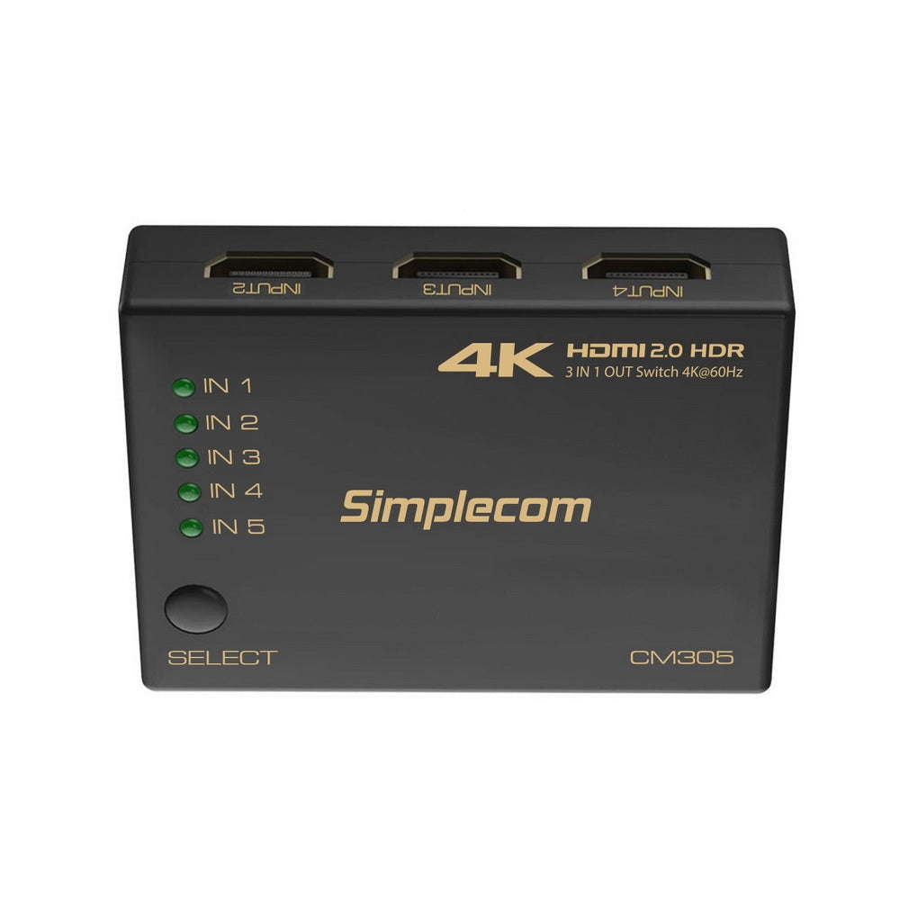 Simplecom CM305 Ultra HD 5 Way HDMI Switch 5 IN 1 OUT Splitter 4K@60Hz V28-CM305