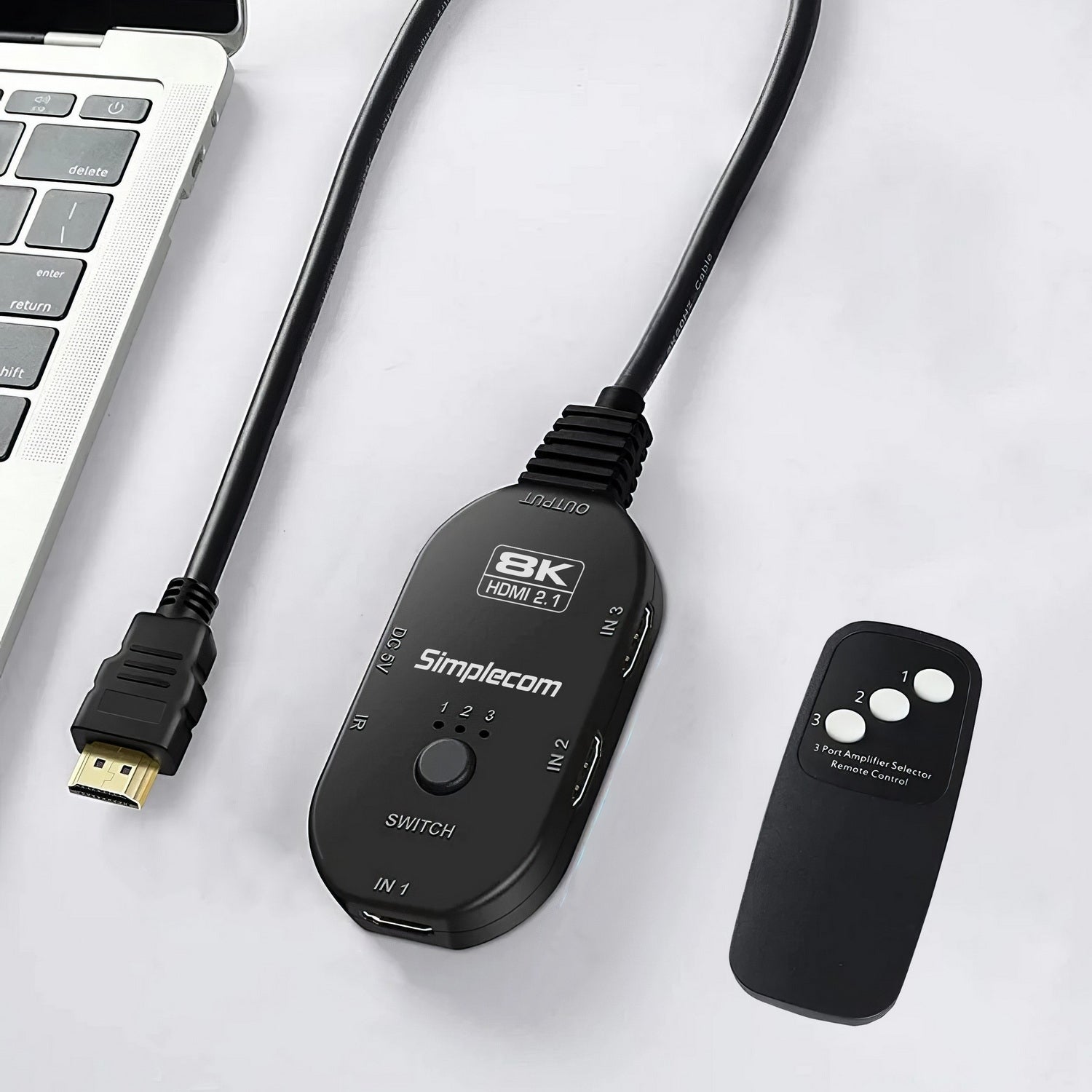 Simplecom CM353 3-Port HDMI 2.1 Switch 3 IN 1 OUT Splitter HDCP 2.3 8K@60Hz V28-CM353