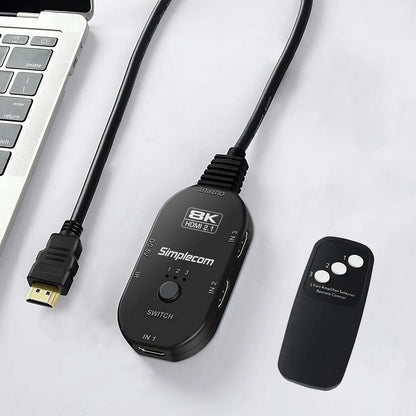 Simplecom CM353 3-Port HDMI 2.1 Switch 3 IN 1 OUT Splitter HDCP 2.3 8K@60Hz V28-CM353
