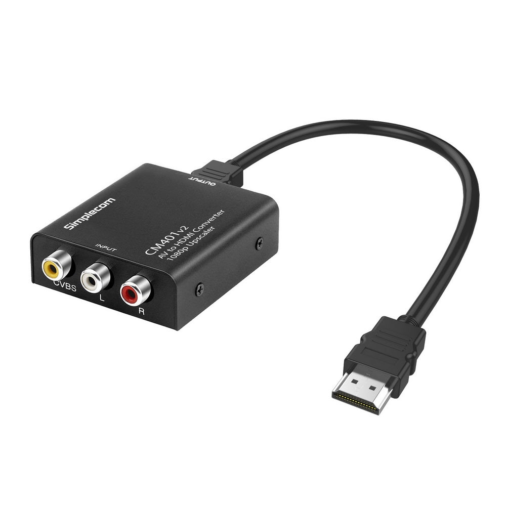 Simplecom CM401v2 Composite AV CVBS to HDMI Video Converter 1080p Upscaler Alloy Case V28-CM401V2