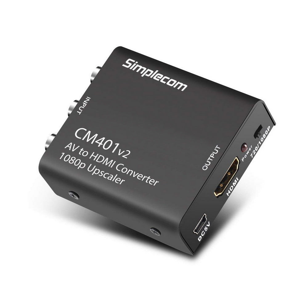Simplecom CM401v2 Composite AV CVBS to HDMI Video Converter 1080p Upscaler Alloy Case V28-CM401V2