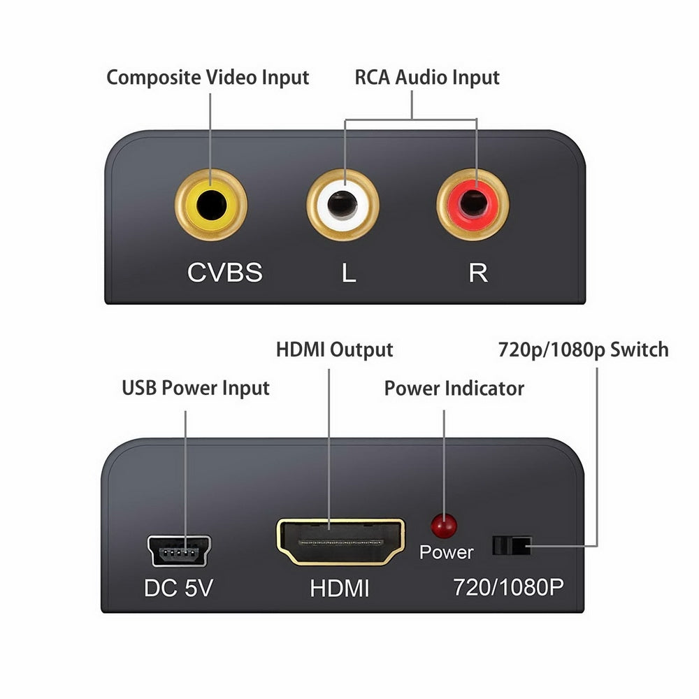 Simplecom CM401v2 Composite AV CVBS to HDMI Video Converter 1080p Upscaler Alloy Case V28-CM401V2