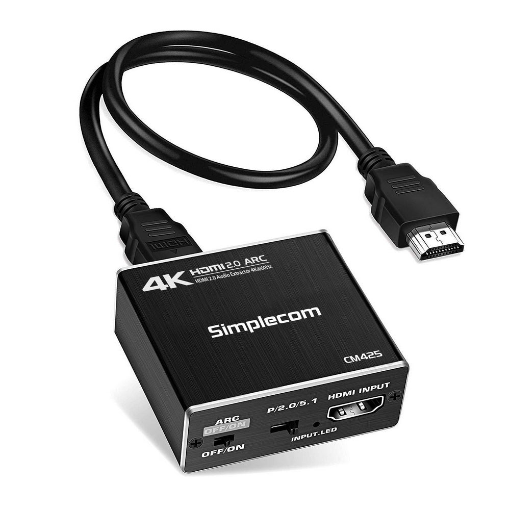 Simplecom CM425 HDMI 2.0 Audio Extractor Optical SPDIF and 3.5mm Stereo with ARC 4K@60Hz V28-CM425
