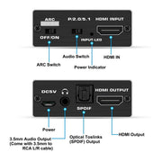 Simplecom CM425 HDMI 2.0 Audio Extractor Optical SPDIF and 3.5mm Stereo with ARC 4K@60Hz V28-CM425