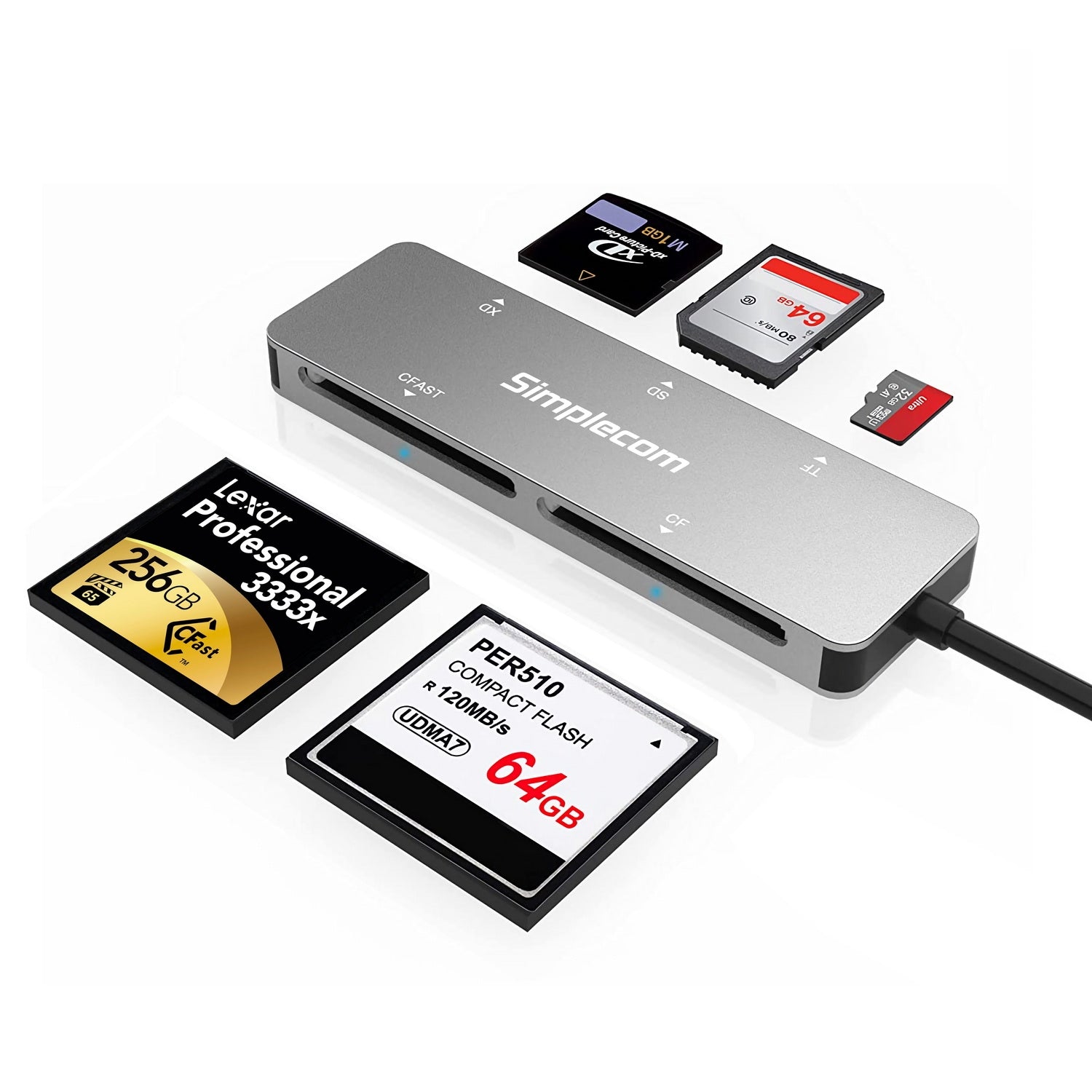 Simplecom CR407 5-Slot SuperSpeed USB 3.0 and USB-C to CFast/CF/XD/SD/MicroSD Card Reader V28-CR407