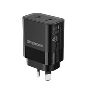 Simplecom CU221 Dual USB-C Fast Wall Charger PD 20W for Phone Tablet V28-CU221