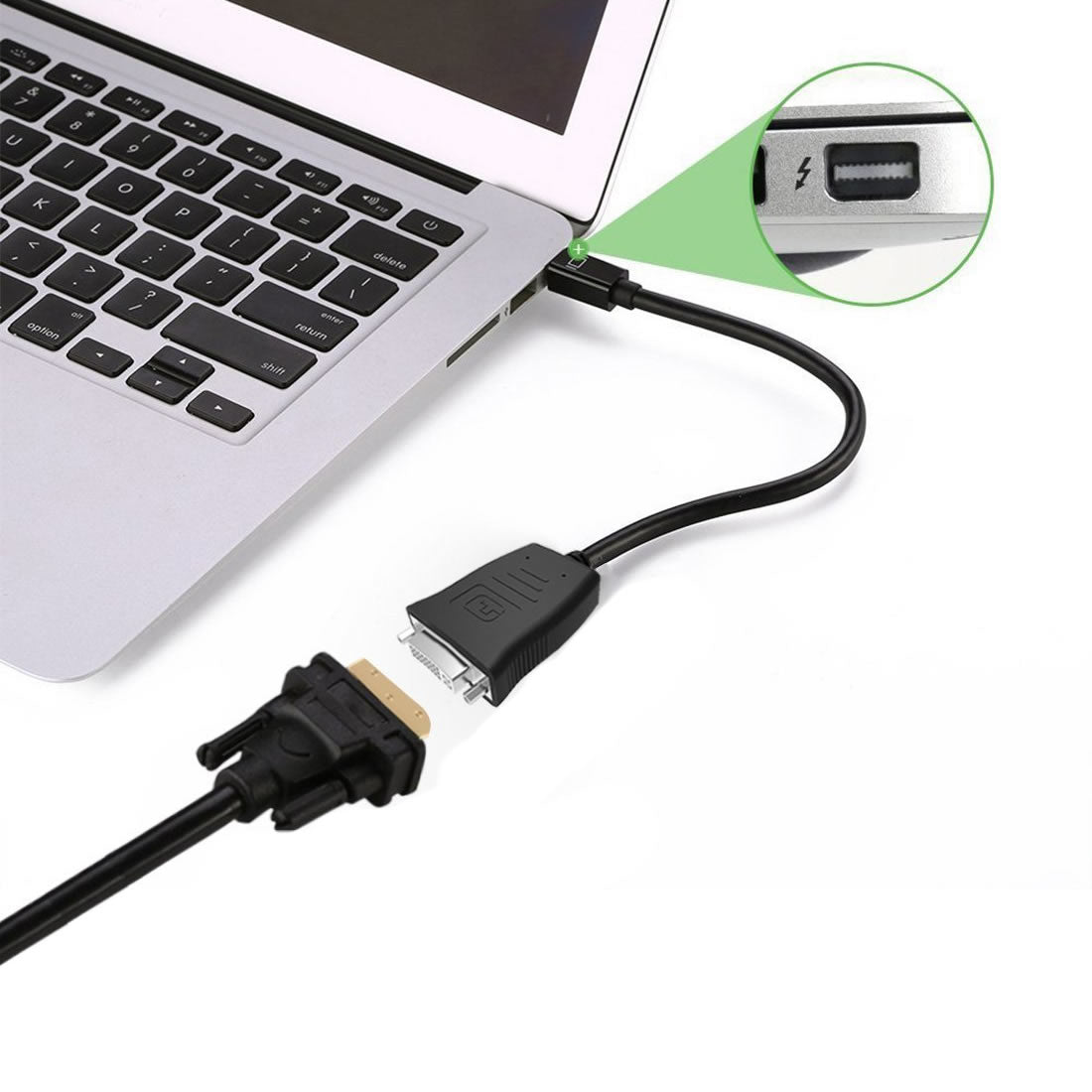 Simplecom DA102 Active MiniDP to DVI Adapter 4K UHD (Thunderbolt and Eyefinity Compatible) V28-DA102