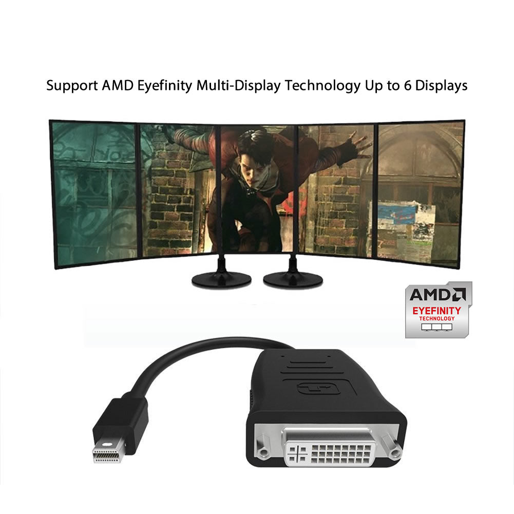 Simplecom DA102 Active MiniDP to DVI Adapter 4K UHD (Thunderbolt and Eyefinity Compatible) V28-DA102